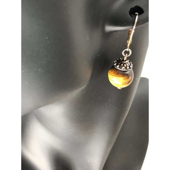 Tiger Eye Pierced Earrings - Picture 1 of 4